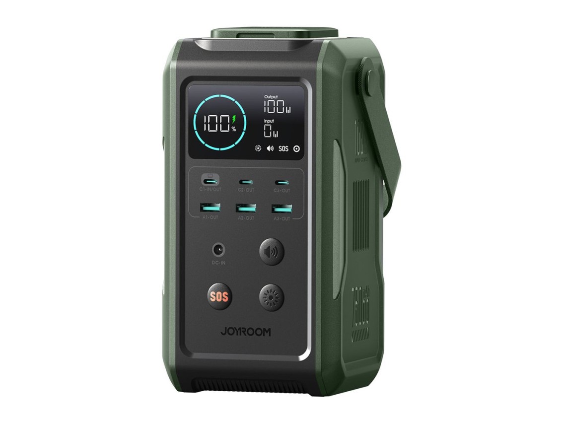 Batería externa Joyroom JR-PBF10 de 75000 mAh y 100 W con 3 puertos USB-C y 3 puertos USB-A, lintern