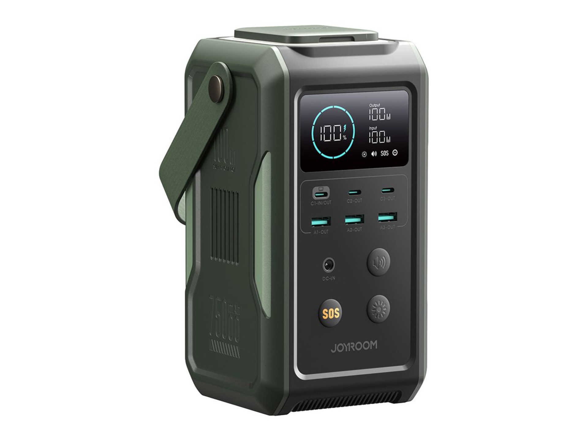 Batería externa Joyroom JR-PBF10 de 75000 mAh y 100 W con 3 puertos USB-C y 3 puertos USB-A, lintern