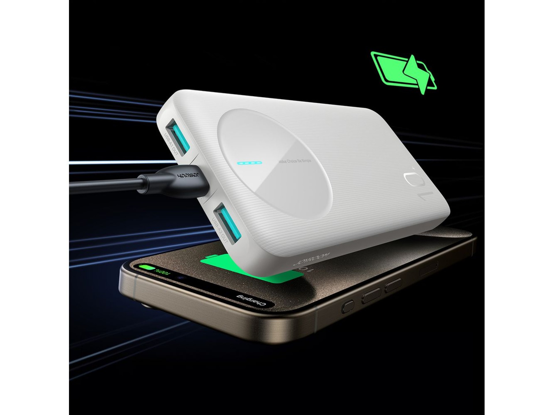 Powerbank Joyroom JR-PBF12 10000mAh 2.4A 2x USB-A 1x USB-C - white