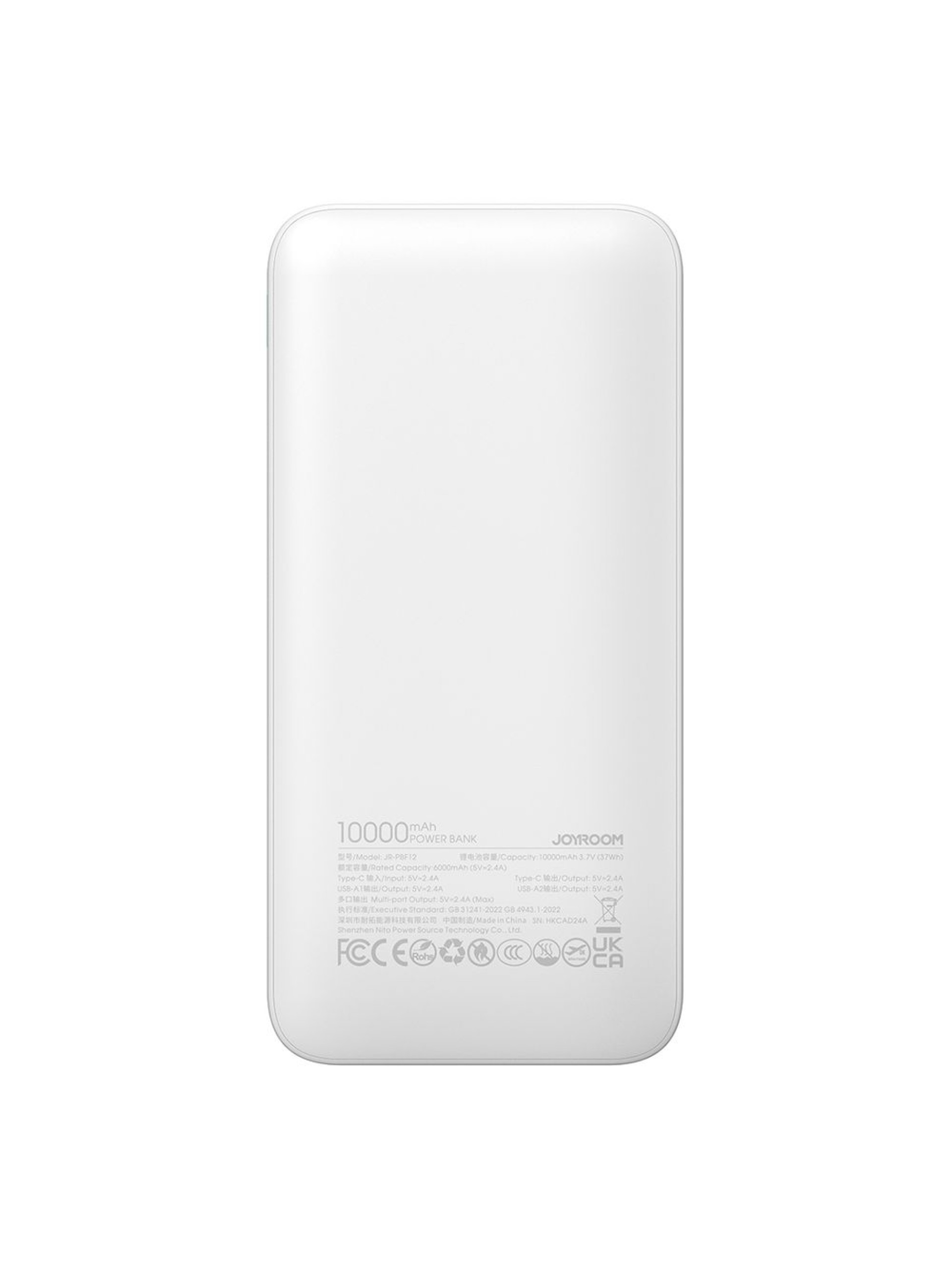 Powerbank Joyroom JR-PBF12 10000mAh 2.4A 2x USB-A 1x USB-C - white