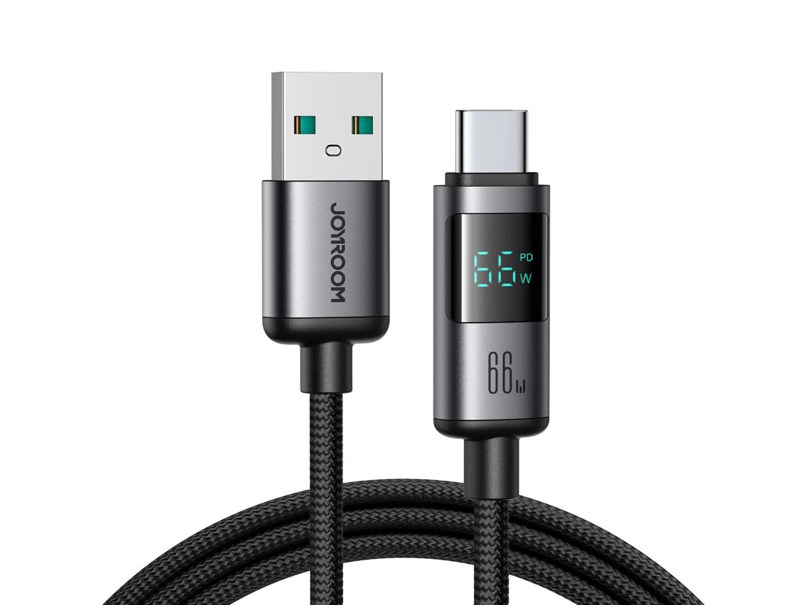 Joyroom S-A16 Pro Prism Series 66W USB-A - USB-C Cable with Display 1.2m - Black