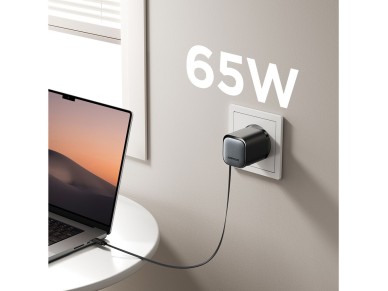 Cargador Joyroom JR-TCL02 de 65 W USB-A/USB-C GaN con cable USB-C integrado - negro