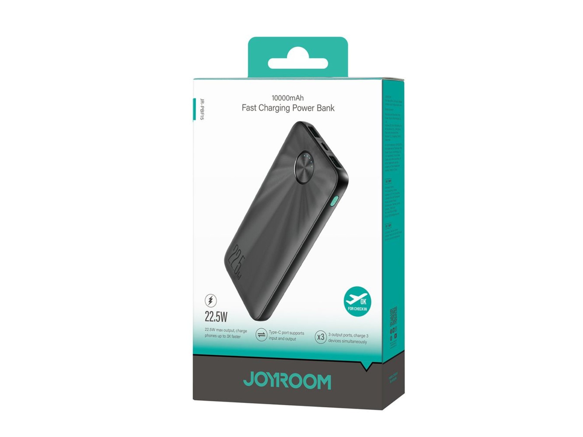 Powerbank Joyroom JR-PBF15 10000mAh USB-C USB-A 22.5W - black