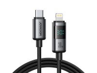 Cable USB-C a Lightning Joyroom S-A16 Pro Prism Series de 30 W con pantalla (1,2 m), color negro