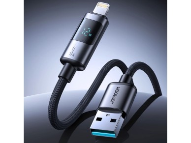 Joyroom S-A16 Pro Prism Series 3A USB-A - Cabo Lightning com Display 1,2 m - Preto