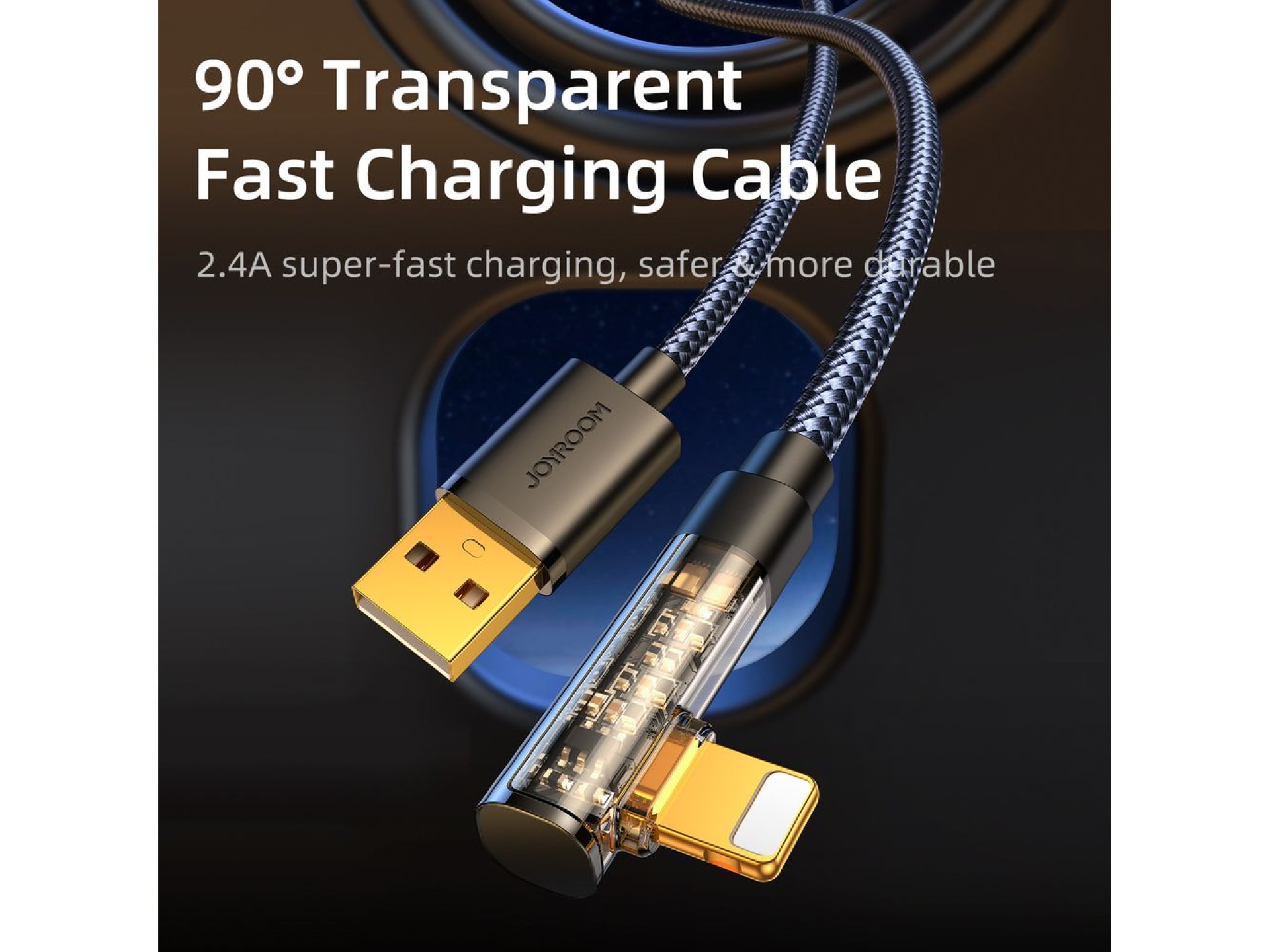 Cabo para jogos Joyroom S-UL012A6 Lightning (angular) / USB-A (reto) 2.4A 1.2 m - azul