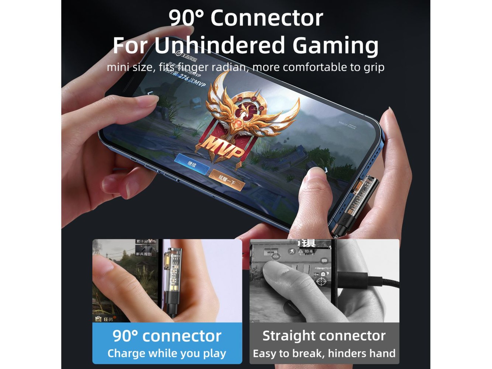 Cabo para jogos Joyroom S-UL012A6 Lightning (angular) / USB-A (reto) 2.4A 1.2 m - azul