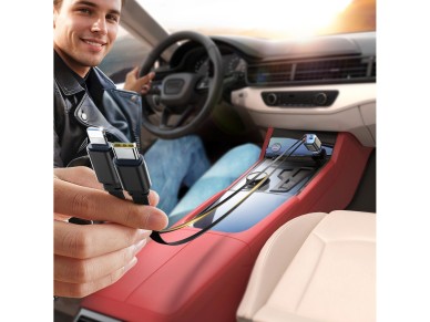 Cargador de coche Joyroom JR-CCL05 4 en 1 de 30 W con 2 cables retr�ctiles integrados - Gris oscuro