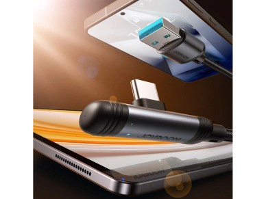 Joyroom S-A56 EnjoyX Series 90� USB-A - Cabo USB-C 3A 1,2 m - preto