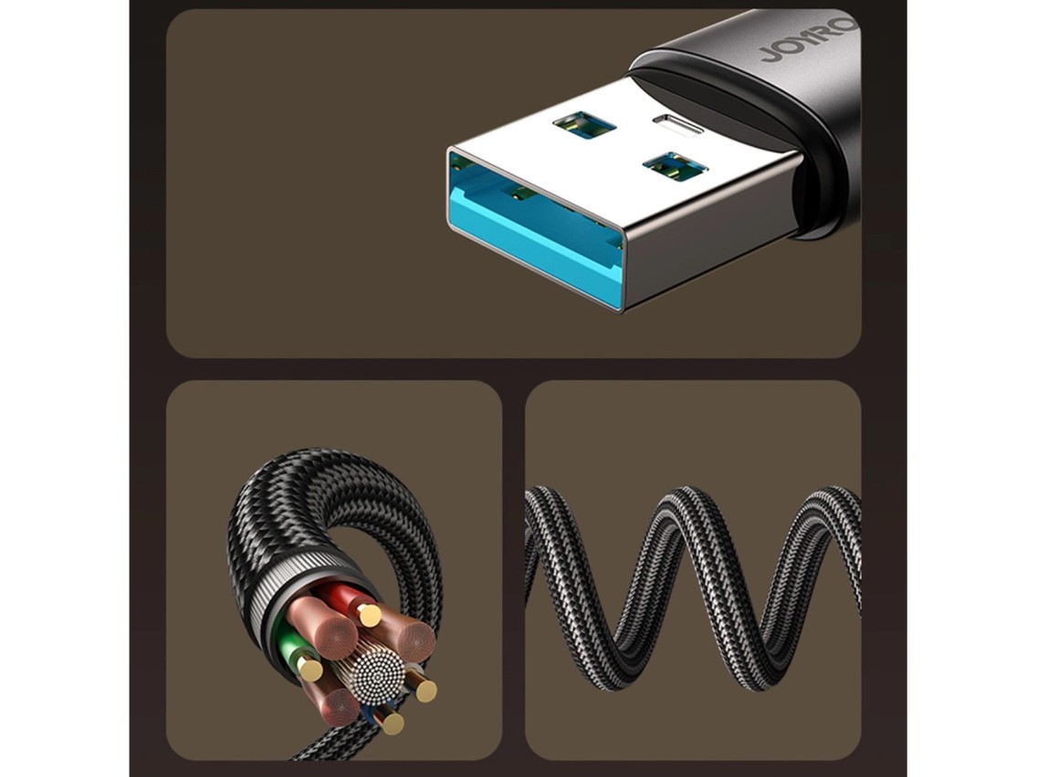 Joyroom S-A56 EnjoyX Series 90° USB-A - Cabo USB-C 3A 1,2 m - preto