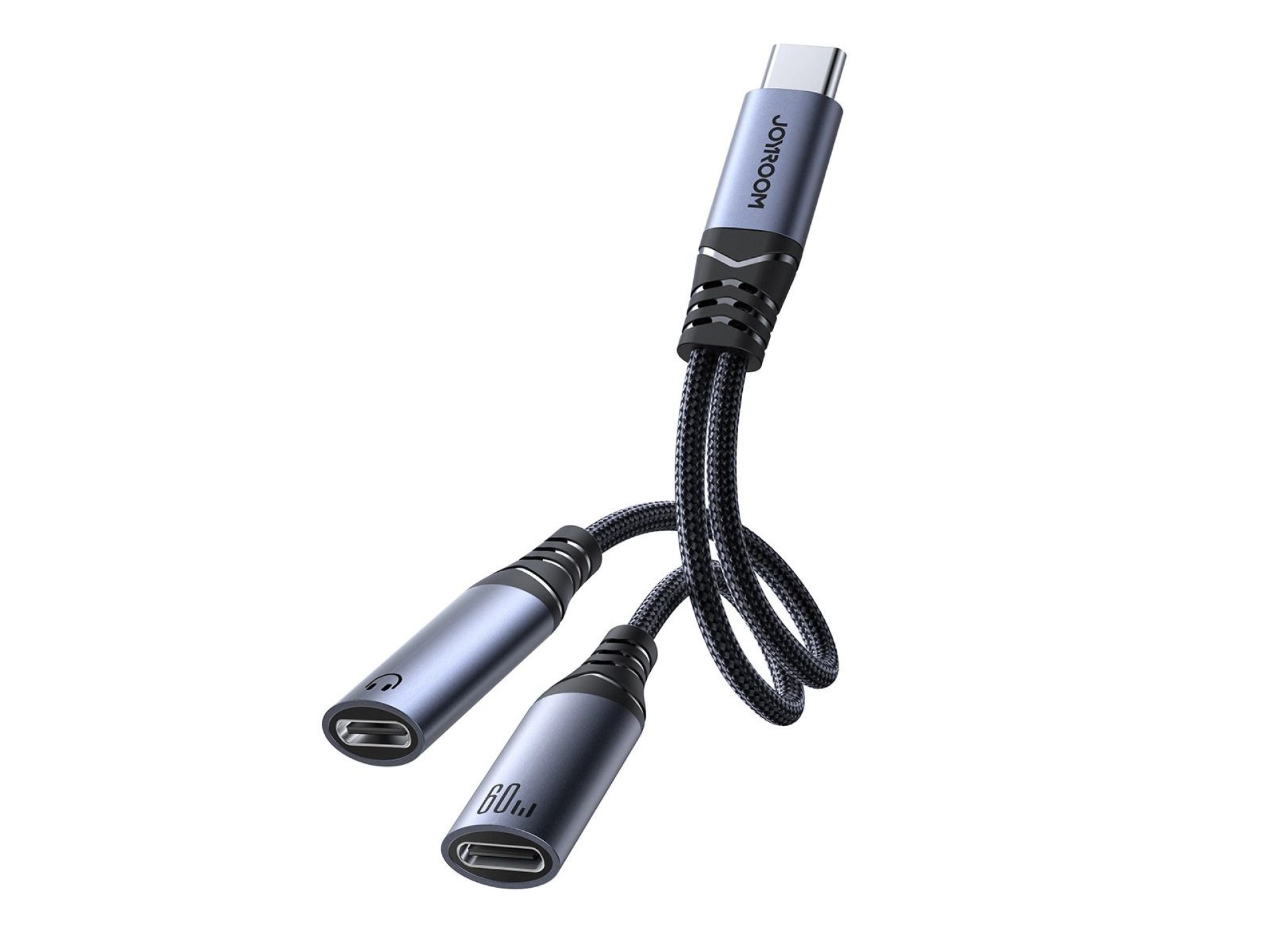 Adaptador DAC 2 em 1 Joyroom SY-C03 USB-C para 2x USB-C - preto