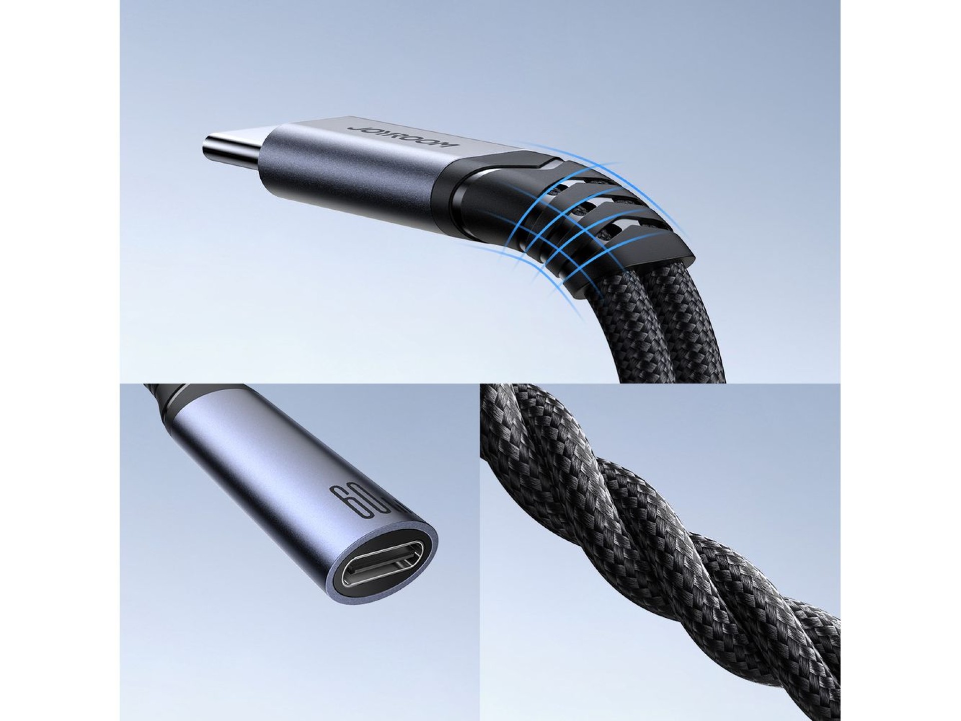 Adaptador DAC 2 em 1 Joyroom SY-C03 USB-C para 2x USB-C - preto