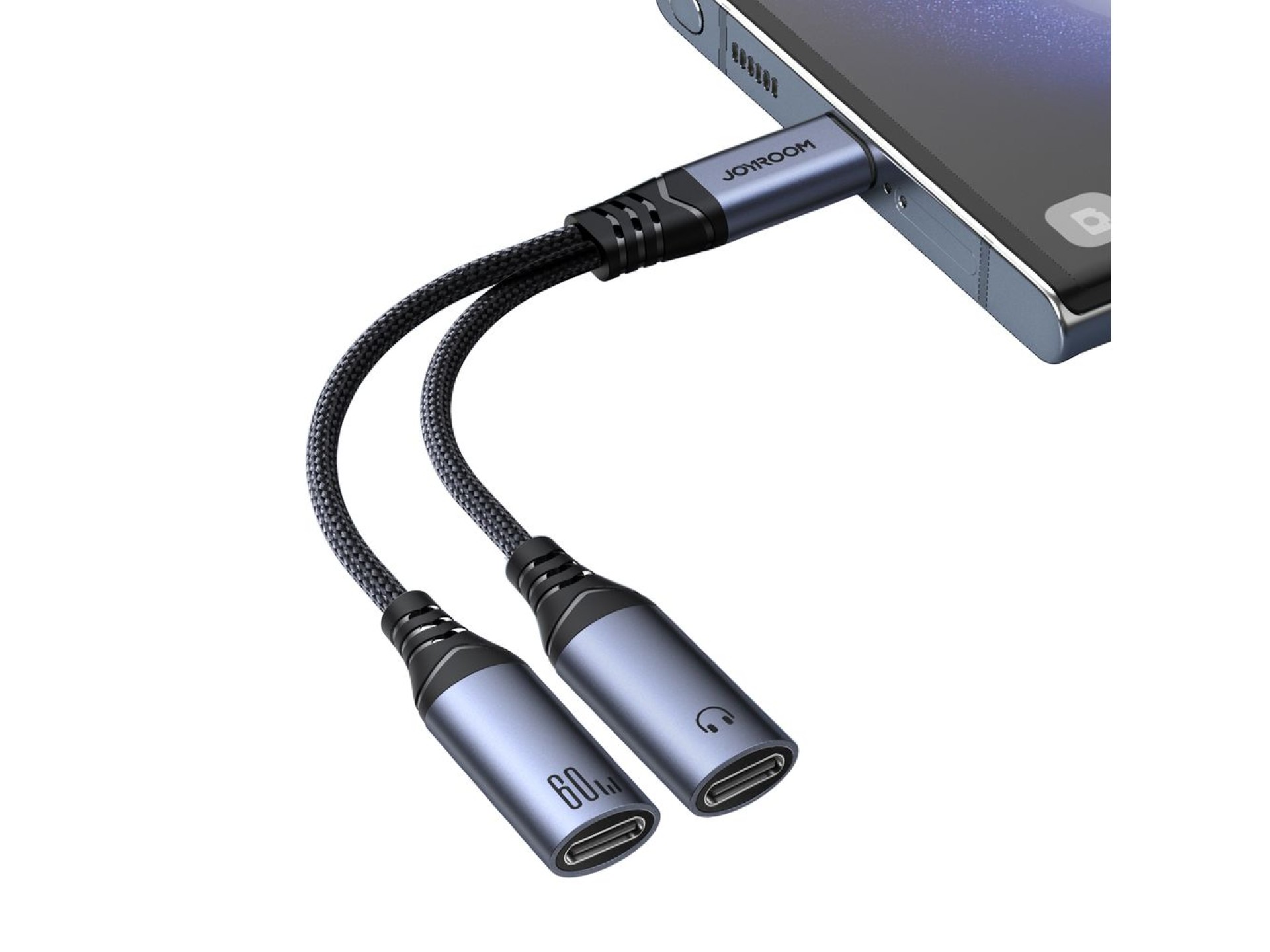 Adaptador DAC 2 em 1 Joyroom SY-C03 USB-C para 2x USB-C - preto