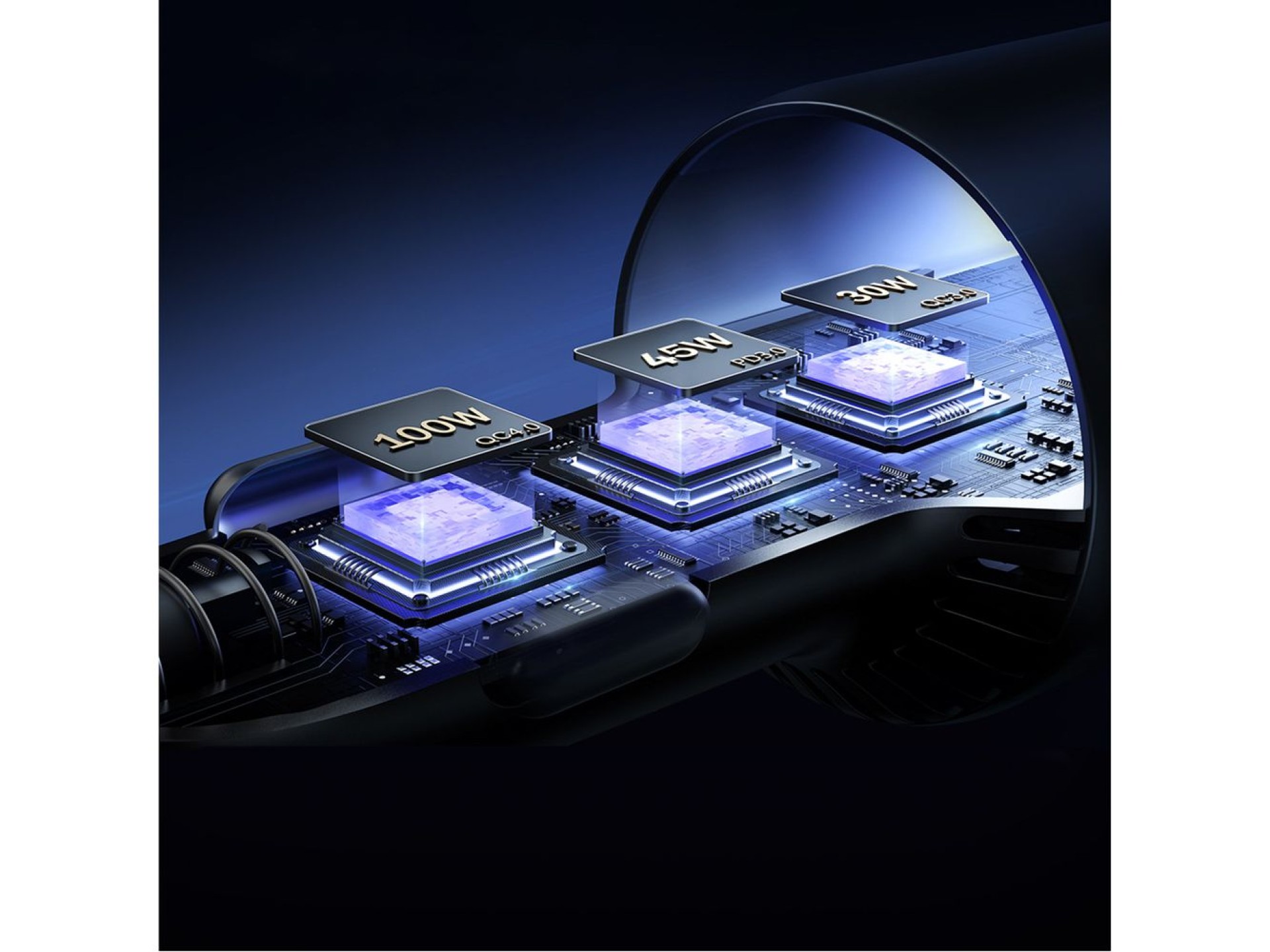 Joyroom JR-CCN07 145W Car Charger 2xUSB-C USB-A + 100W USB-C Cable - Dark Gray