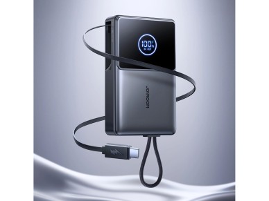 Batería externa Joyroom JR-PR1 de 10 000 mAh y 22,5 W con cable USB-C retráctil integrado - Negro Batería externa Joyroom JR-PR1 de 10 000 mAh y 22,5 W con cable USB-C retráctil integrado - Negro