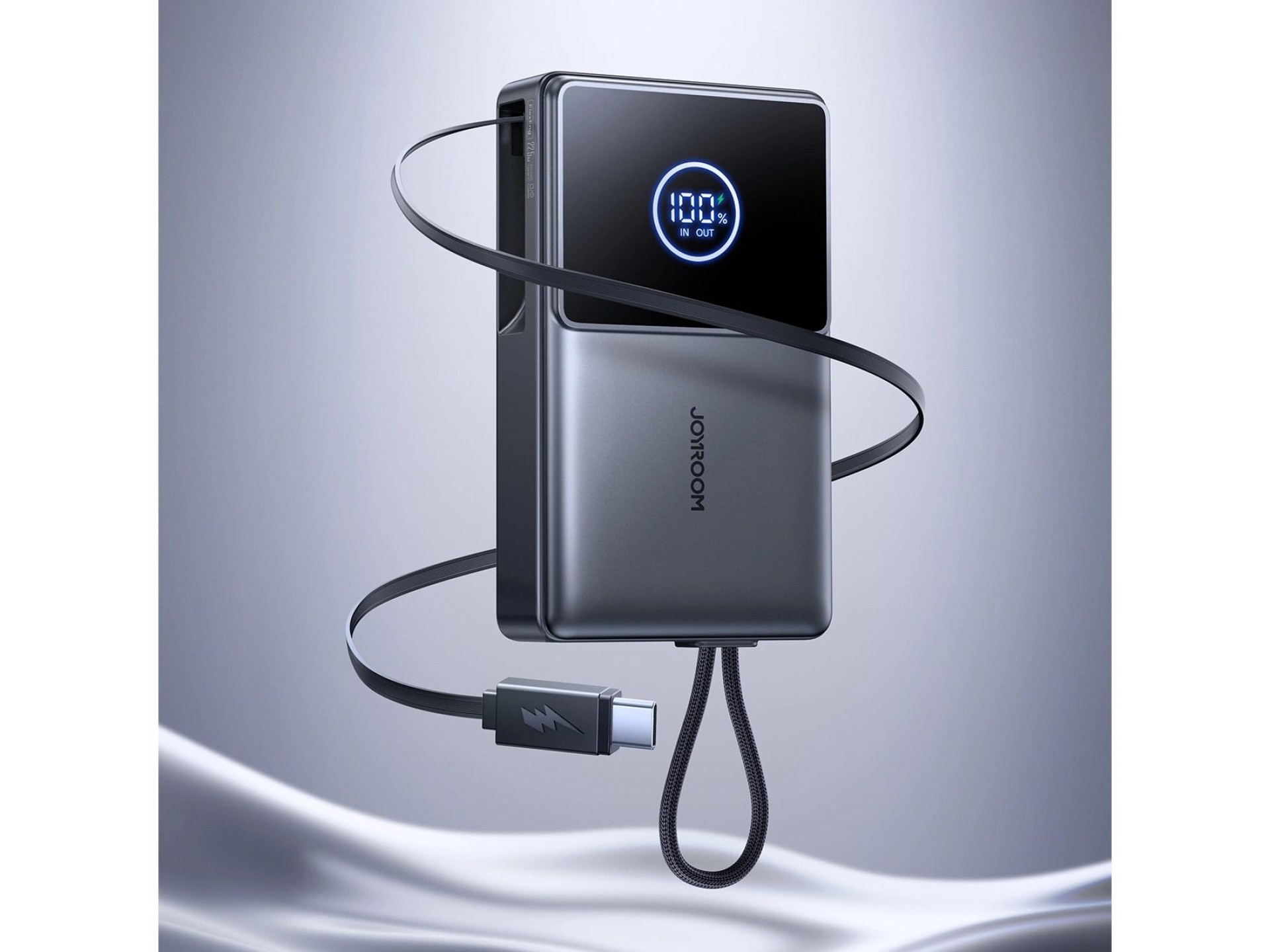 Carregador portátil Joyroom JR-PR1 10000mAh 22,5W com cabo USB-C retrátil integrado - Preto