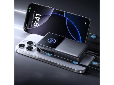 Batería externa Joyroom JR-PR1 de 10 000 mAh y 22,5 W con cable USB-C retráctil integrado - Negro Batería externa Joyroom JR-PR1 de 10 000 mAh y 22,5 W con cable USB-C retráctil integrado - Negro