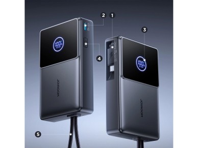 Batería externa Joyroom JR-PR1 de 10 000 mAh y 22,5 W con cable USB-C retráctil integrado - Negro Batería externa Joyroom JR-PR1 de 10 000 mAh y 22,5 W con cable USB-C retráctil integrado - Negro
