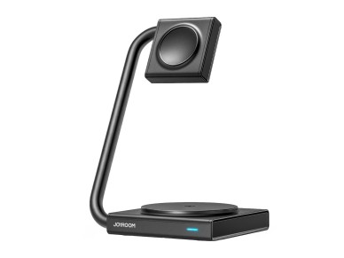 Carregador indutivo dobrável 2 em 1 Joyroom JR-WQN05 MagSafe/Qi de 15 W - preto Carregador indutivo dobrável 2 em 1 Joyroom JR-WQN05 MagSafe/Qi de 15 W - preto