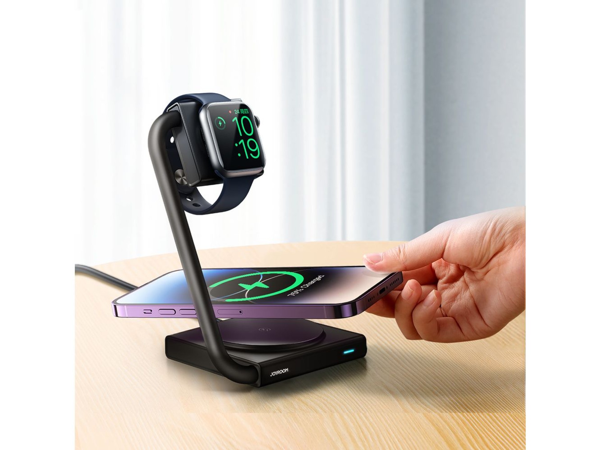 Carregador indutivo dobrável 2 em 1 Joyroom JR-WQN05 MagSafe/Qi de 15 W - preto