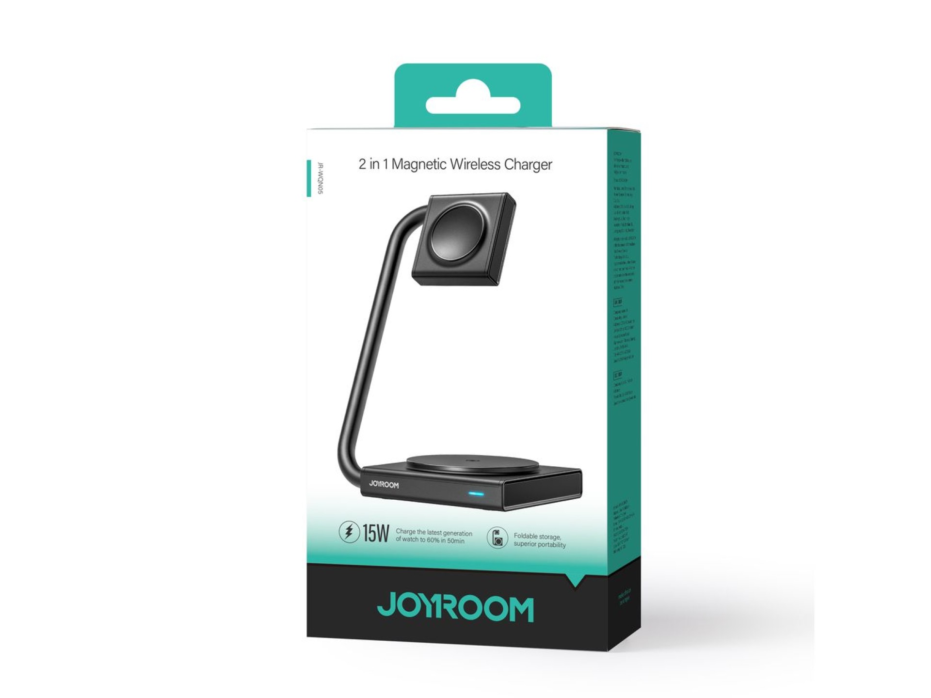 Carregador indutivo dobrável 2 em 1 Joyroom JR-WQN05 MagSafe/Qi de 15 W - preto