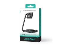 Carregador indutivo dobrável 2 em 1 Joyroom JR-WQN05 MagSafe/Qi de 15 W - preto Carregador indutivo dobrável 2 em 1 Joyroom JR-WQN05 MagSafe/Qi de 15 W - preto