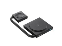 Carregador indutivo dobrável 2 em 1 Joyroom JR-WQN05 MagSafe/Qi de 15 W - preto Carregador indutivo dobrável 2 em 1 Joyroom JR-WQN05 MagSafe/Qi de 15 W - preto