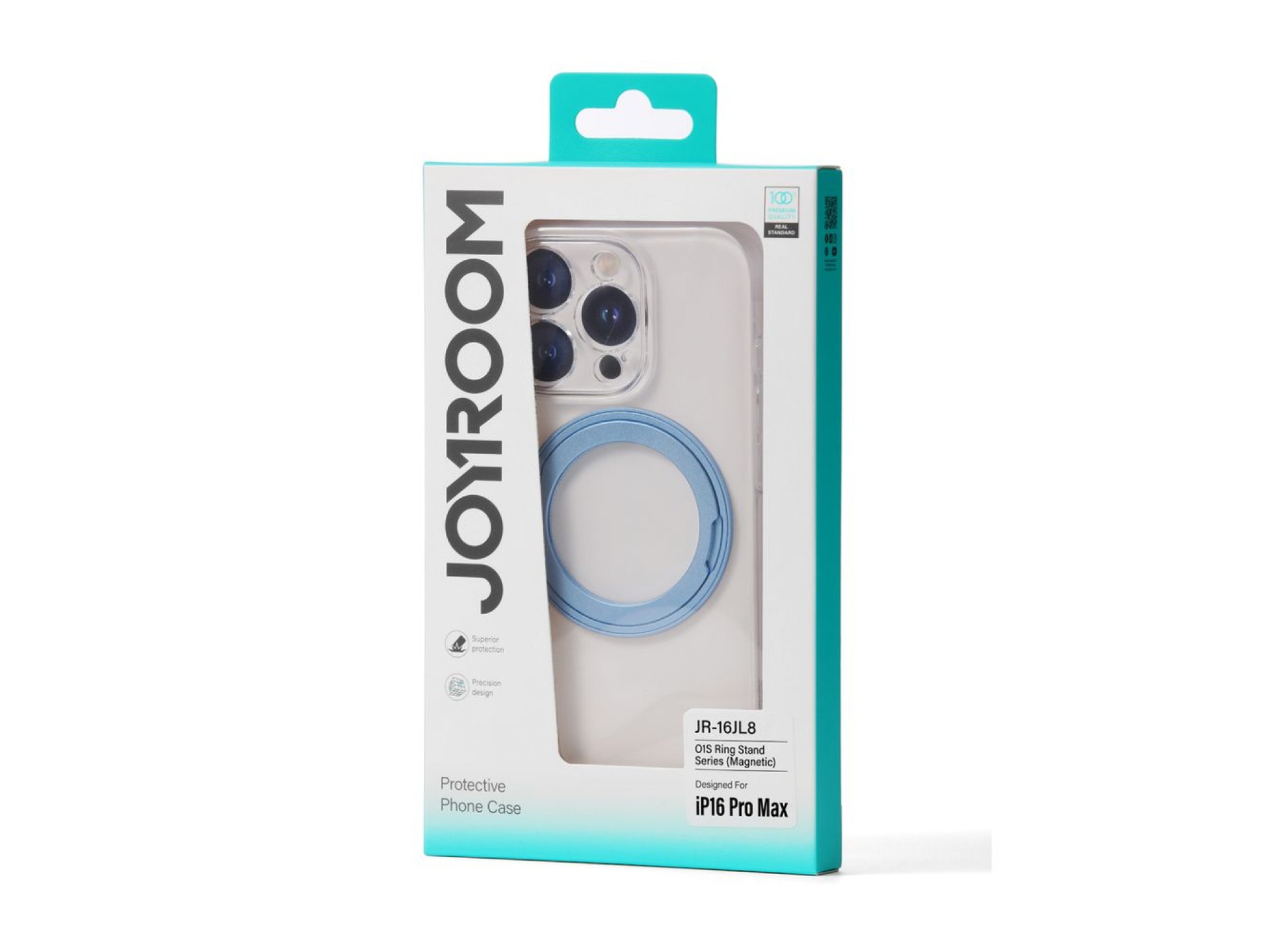 Joyroom JR-16JL6 Case for iPhone 16 Pro Max Ultra-Thin MagSafe Compatible with 360° Ring Stand - Blu