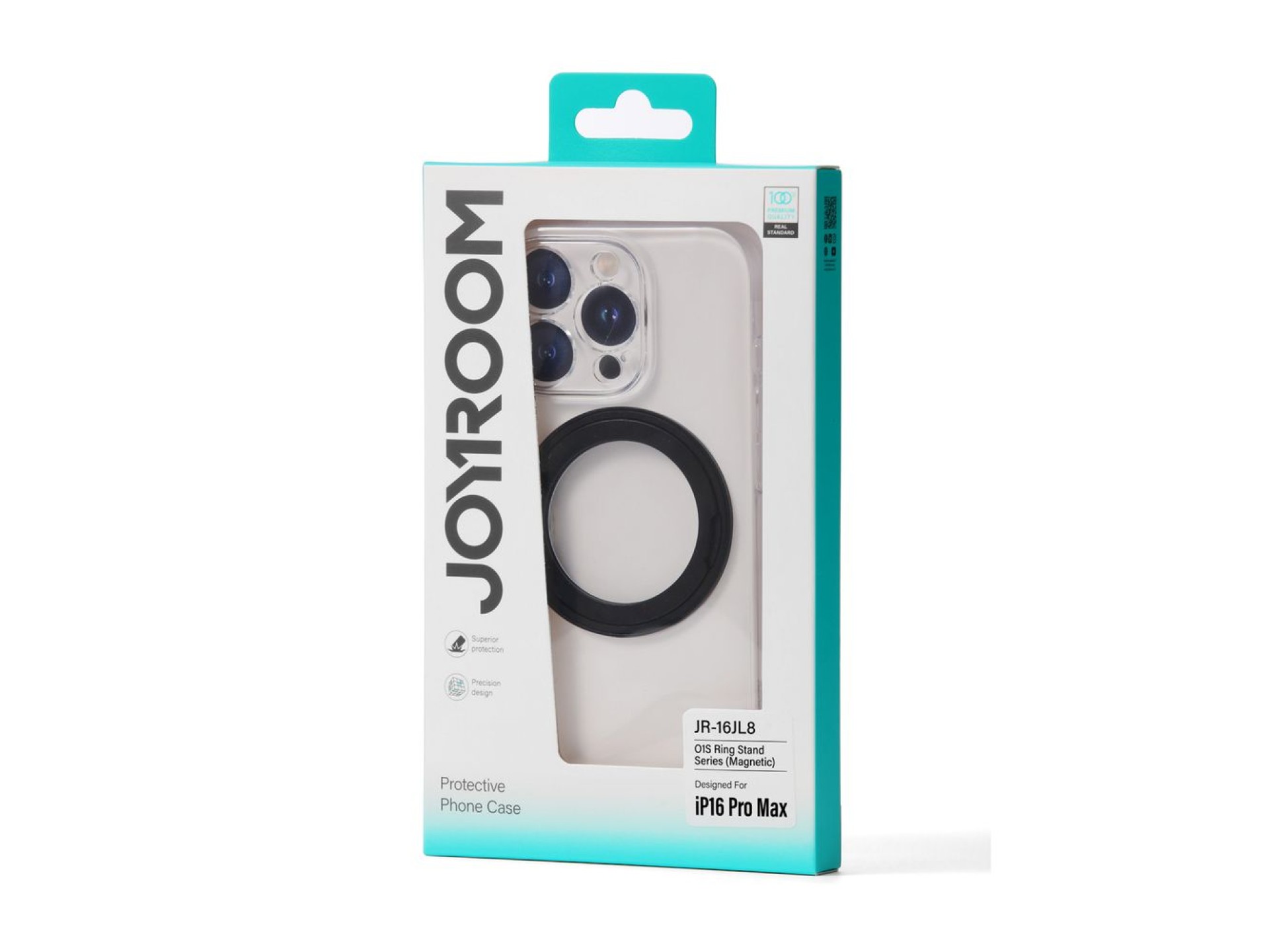 Joyroom JR-16JL6 iPhone 16 Pro Ultra-Thin MagSafe Compatible Case with 360° Ring Stand - Black