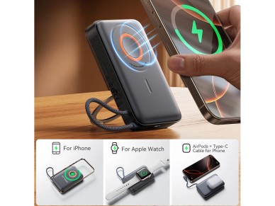 Joyroom JR-PBM02 Powerbank 22.5W 10000mAh 3in1 Magnetic Inductive Compatible with MagSafe with Built Joyroom JR-PBM02 Powerbank 22.5W 10000mAh 3in1 Magnetic Inductive Compatible with MagSafe with Built