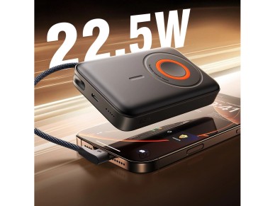 Joyroom JR-PBM02 Powerbank 22.5W 10000mAh 3in1 Magnetic Inductive Compatible with MagSafe with Built Joyroom JR-PBM02 Powerbank 22.5W 10000mAh 3in1 Magnetic Inductive Compatible with MagSafe with Built
