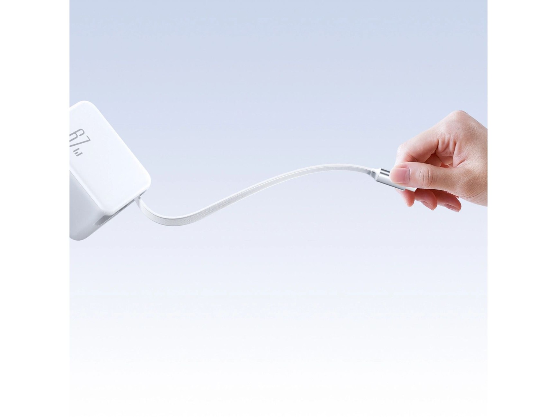 Joyroom JR-TCL06 67W GaN Wall Charger with Built-in Retractable USB-C Cable - White