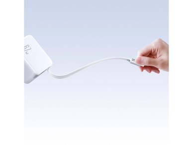 Joyroom JR-TCL06 67W GaN Wall Charger with Built-in Retractable USB-C Cable - White Joyroom JR-TCL06 67W GaN Wall Charger with Built-in Retractable USB-C Cable - White