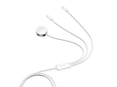 Cabo Joyroom S-IW007 3 em 1 USB-A com carregador magn�tico e Lightning, 1,2 m, branco.