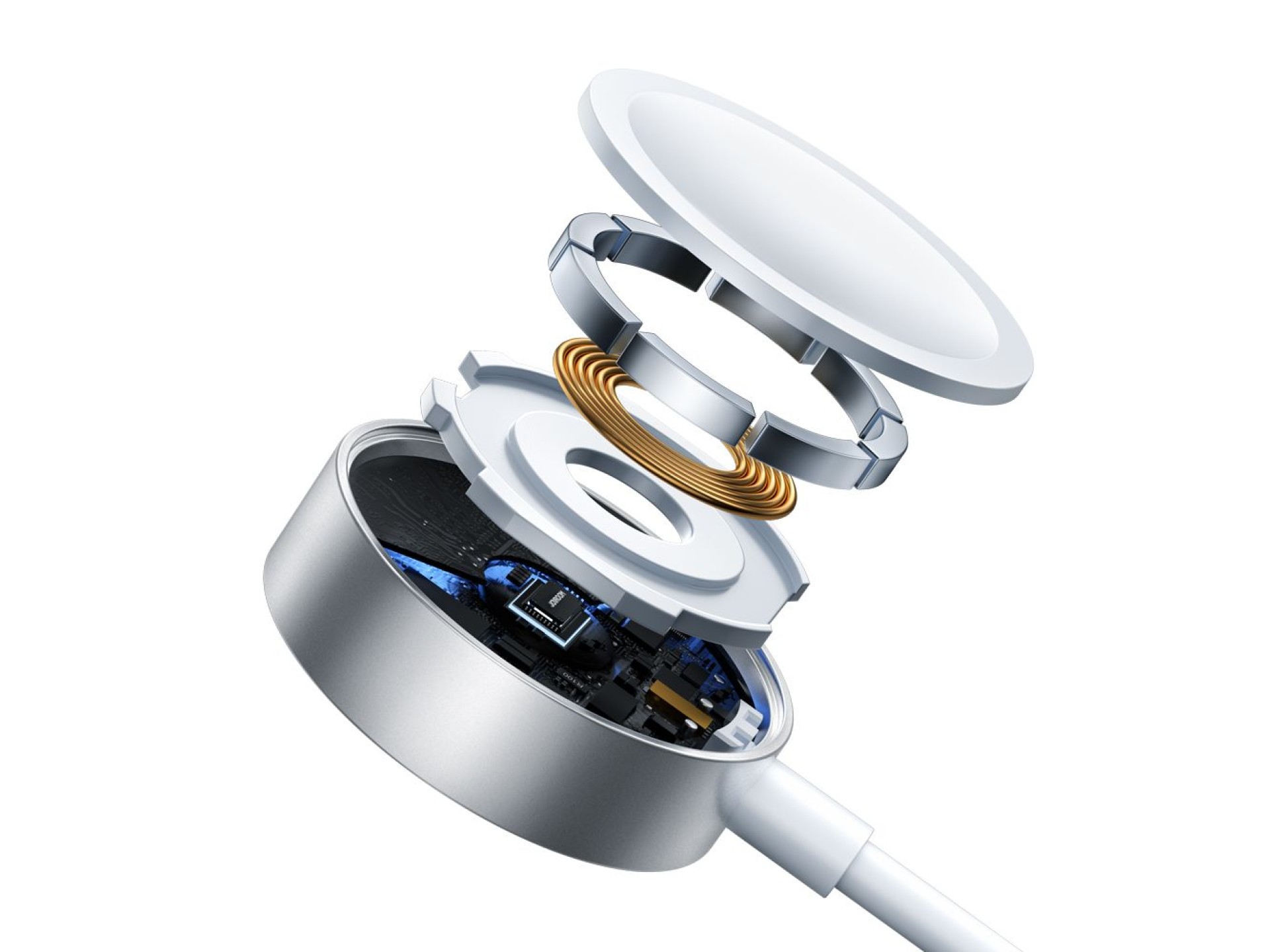 Cabo carregador magnético 3 em 1 Joyroom S-IW008 USB-A - Lightning/USB-C 1,2 m - branco