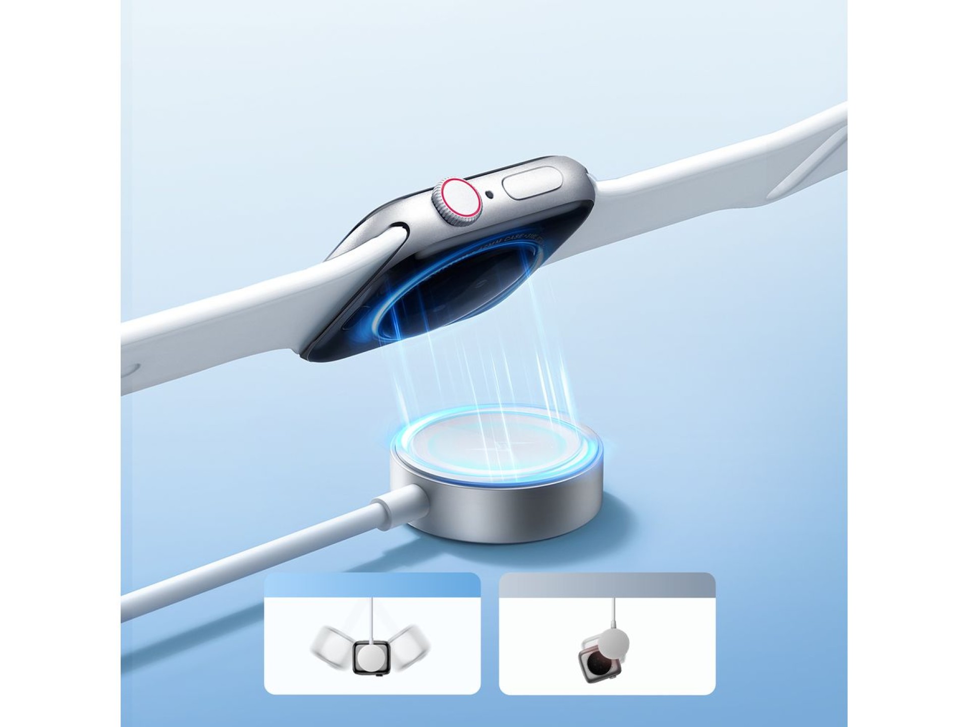 Cabo carregador magnético 3 em 1 Joyroom S-IW008 USB-A - Lightning/USB-C 1,2 m - branco