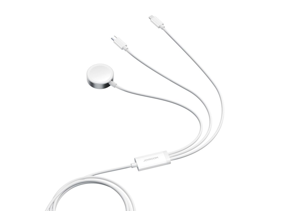Cargador magnético Joyroom S-IW008 3 en 1 USB-A - Lightning/USB-C 1,2 m - blanco