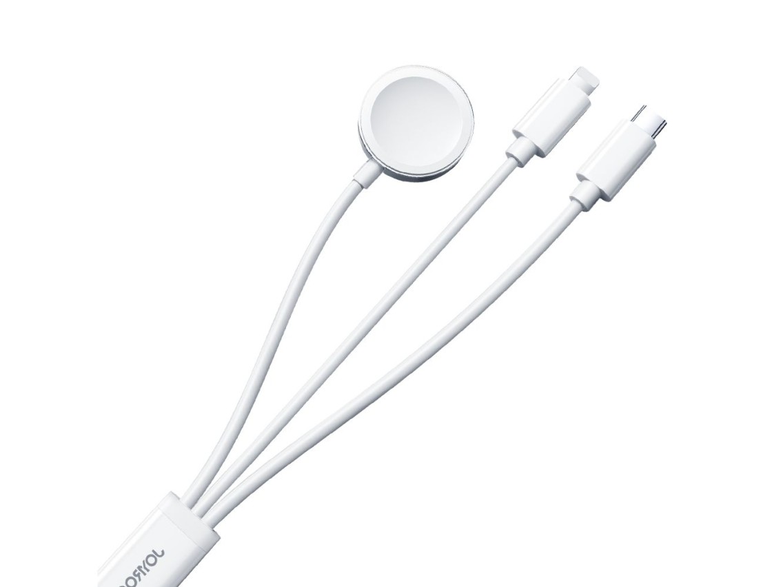 Cargador magnético Joyroom S-IW008 3 en 1 USB-A - Lightning/USB-C 1,2 m - blanco