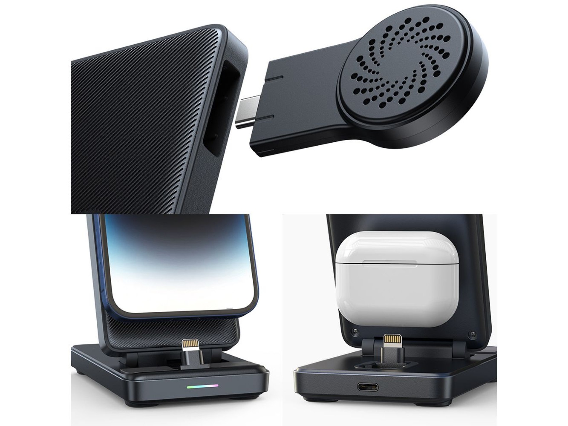 Joyroom JR-WQS02 iPhone AirPods Apple Watch 4in1 charging station foldable - black