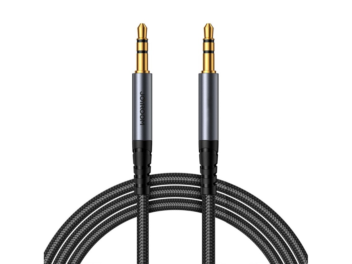 Cabo de áudio estéreo Joyroom AUX com conector mini jack de 3,5 mm, 1,2 m, preto (SY-A08)