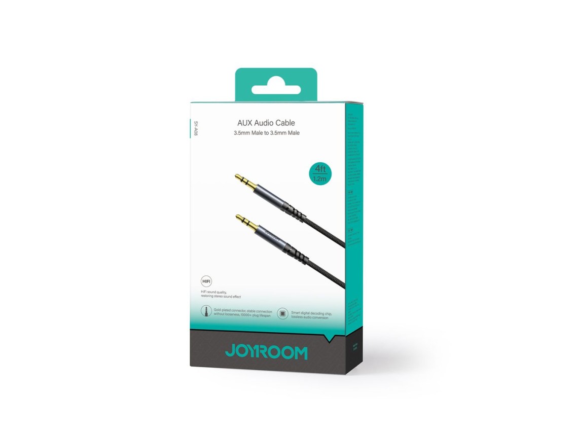 Joyroom stereo audio cable AUX 3.5 mm mini jack 1.2m black (SY-A08)