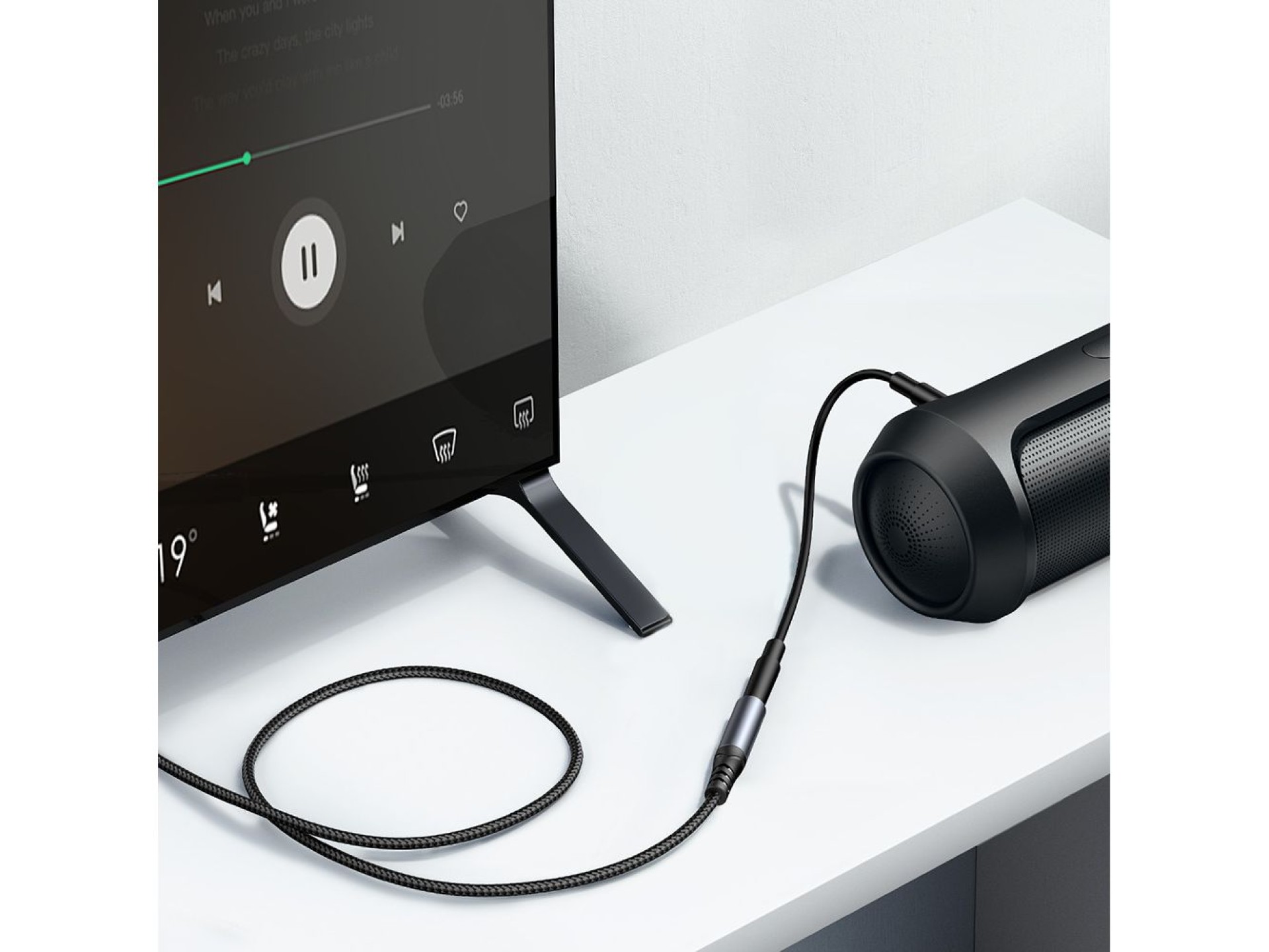 Cabo de áudio estéreo Joyroom AUX com conector mini jack de 3,5 mm (macho) para conector mini jack (