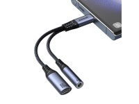 Adaptador DAC 2 em 1 Joyroom SY-C02 USB-C para USB-C / mini jack de 3,5 mm - preto Adaptador DAC 2 em 1 Joyroom SY-C02 USB-C para USB-C / mini jack de 3,5 mm - preto