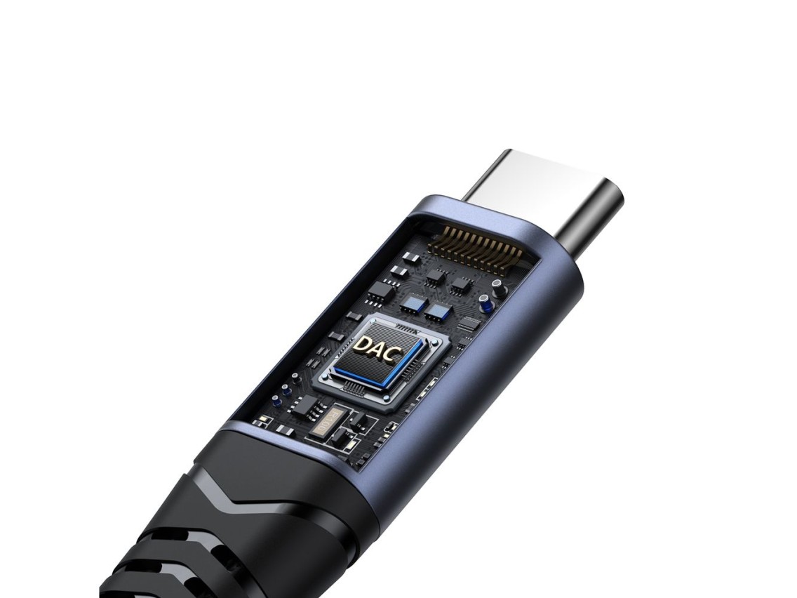 Adaptador DAC 2 em 1 Joyroom SY-C02 USB-C para USB-C / mini jack de 3,5 mm - preto