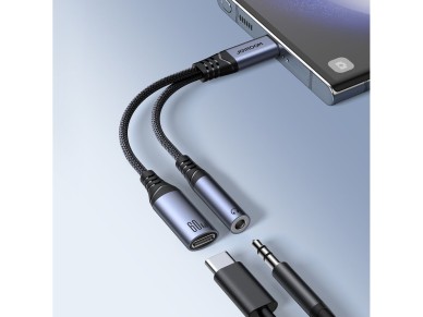Joyroom SY-C02 2in1 DAC adapter USB-C to USB-C / 3.5 mm mini jack - black
