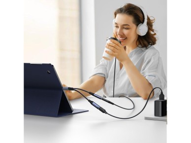 Joyroom SY-C02 2in1 DAC adapter USB-C to USB-C / 3.5 mm mini jack - black
