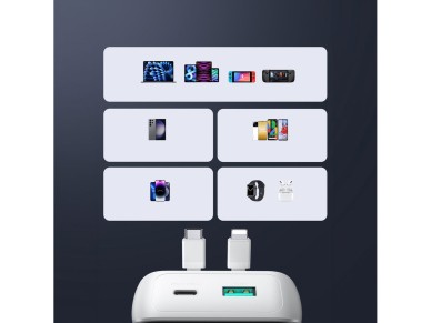 Mini batería externa con cables integrados Joyroom JR-PBC06 30W 10000mAh - blanca Mini batería externa con cables integrados Joyroom JR-PBC06 30W 10000mAh - blanca