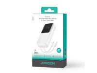 Mini power bank com cabos integrados Joyroom JR-PBC06 30W 10000mAh - branco Mini power bank com cabos integrados Joyroom JR-PBC06 30W 10000mAh - branco