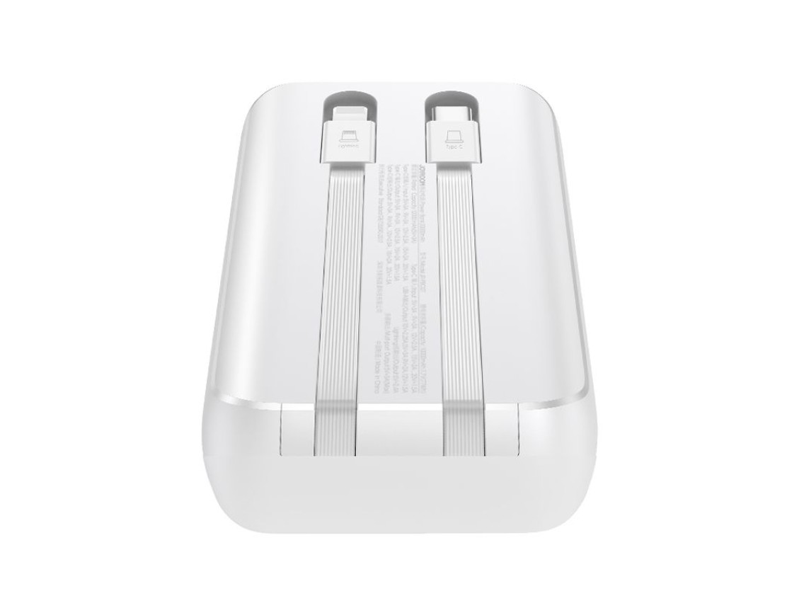 Mini power bank com cabos integrados Joyroom JR-PBC06 30W 10000mAh - branco