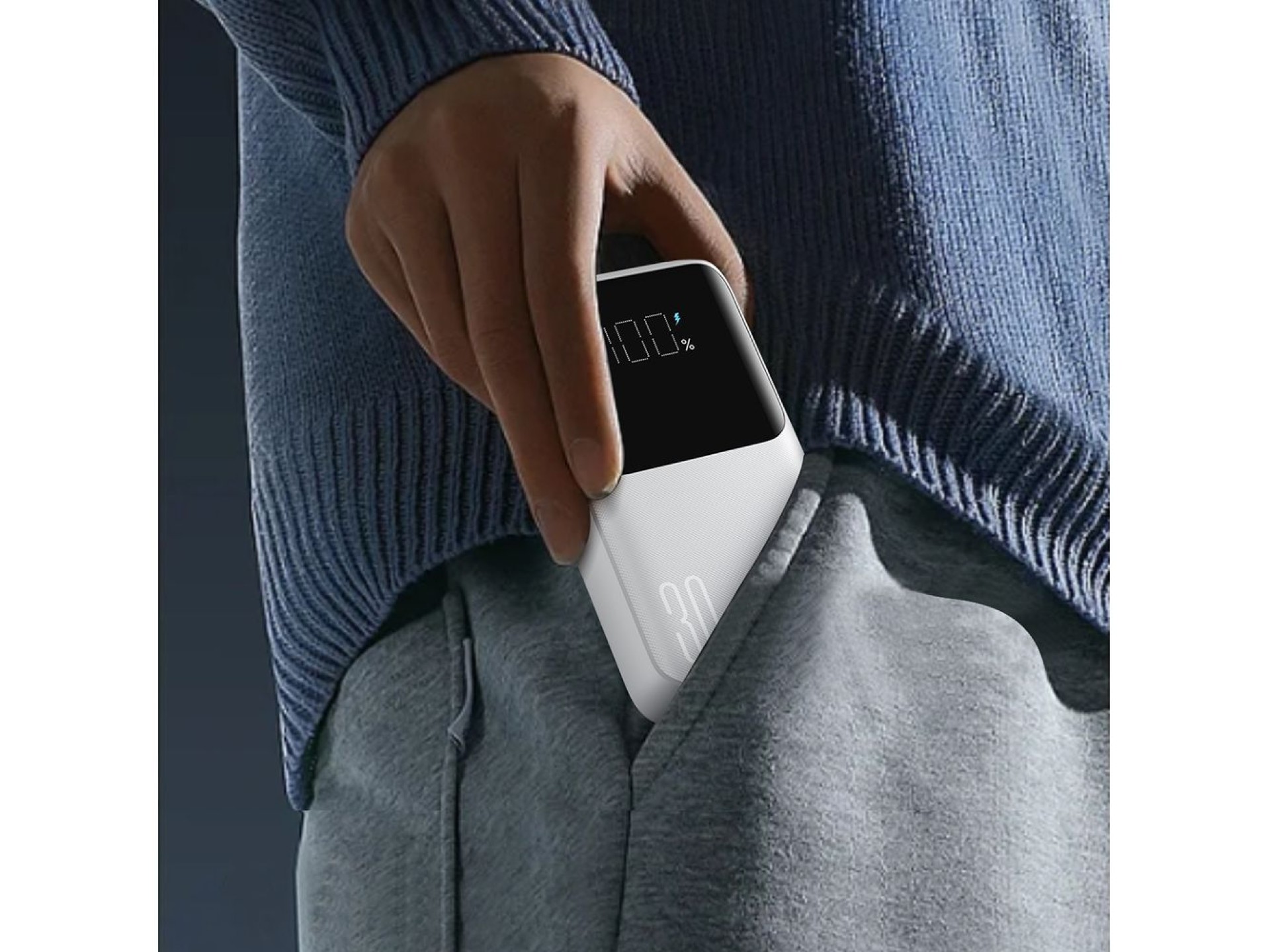 Mini batería externa con cables integrados Joyroom JR-PBC06 30W 10000mAh - blanca